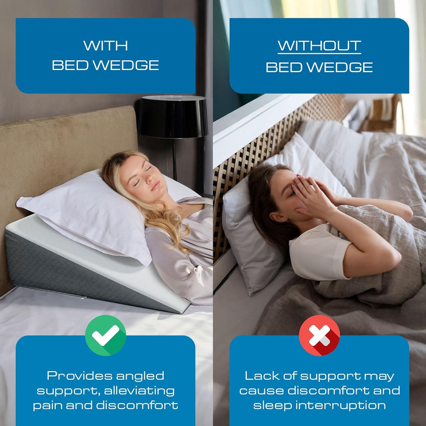 Kolbs Extra Wide Bed Wedge Pillow - Super Large Memory Foam with Jacquard Cover | 7.5 Inch Height (31 x 33 x 7.5) for Acid Reflux Relief