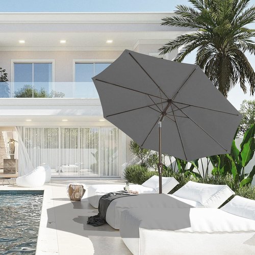 JEAREY 9FT Outdoor Patio Umbrella - Push Button Tilt & Crank | UV Protection, Waterproof, Dark Gray