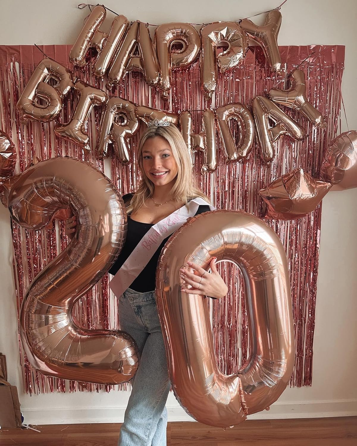 Rose Gold Number 17 Balloon - 40 Inch Birthday Decoration for 17th Birthday Parties