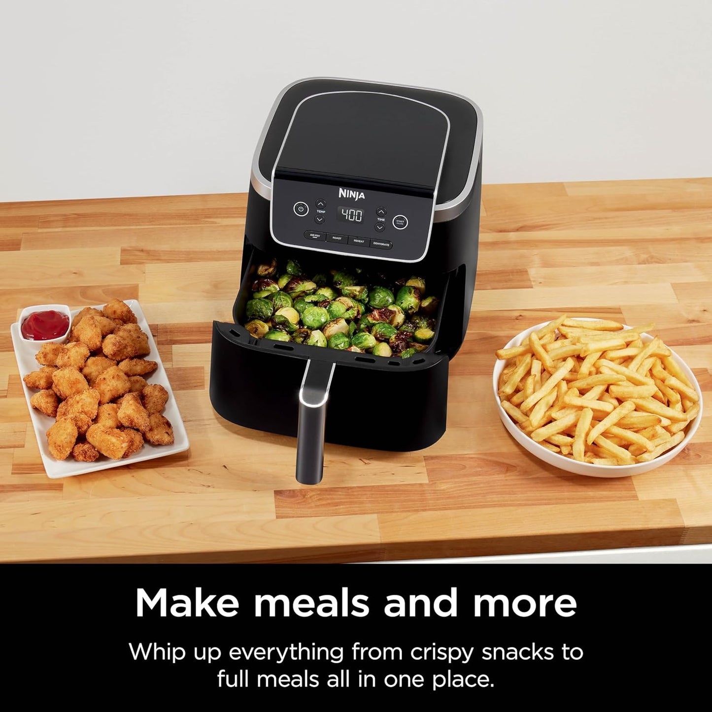 Ninja Air Fryer - 5 QT Capacity | 4-in-1 Pro Air Fry, Roast, Reheat, Dehydrate | 400°F Max Temp | Grey