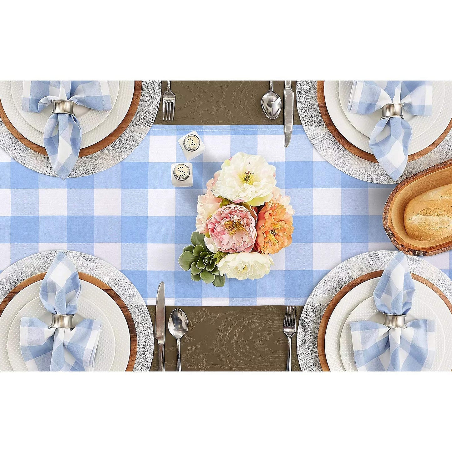 tiosggd Gingham Table Runner Light Blue and White, Spring Buffalo Plaid Check Table Cloth 72 Inches Long Table Decor, Summer Party Suppliers for Rustic Farmhouse Birthday Wedding Baby Shower Party