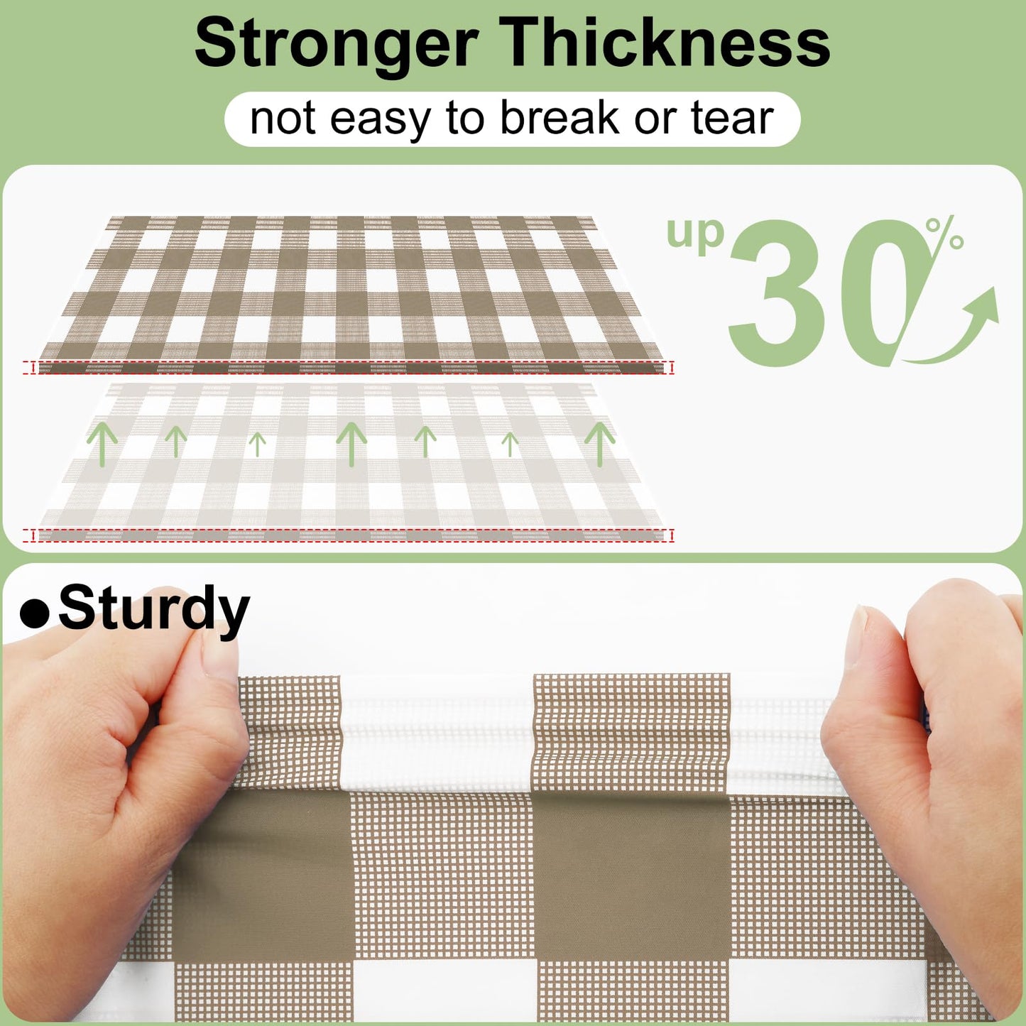 misaya 3 Packs Buffalo Disposable Table Cloth, 54 x 108 Inch Waterproof Plastic Tablecloth, Rectangle Khaki and White Checkered Table Covers for Picnic, Birthday, Party