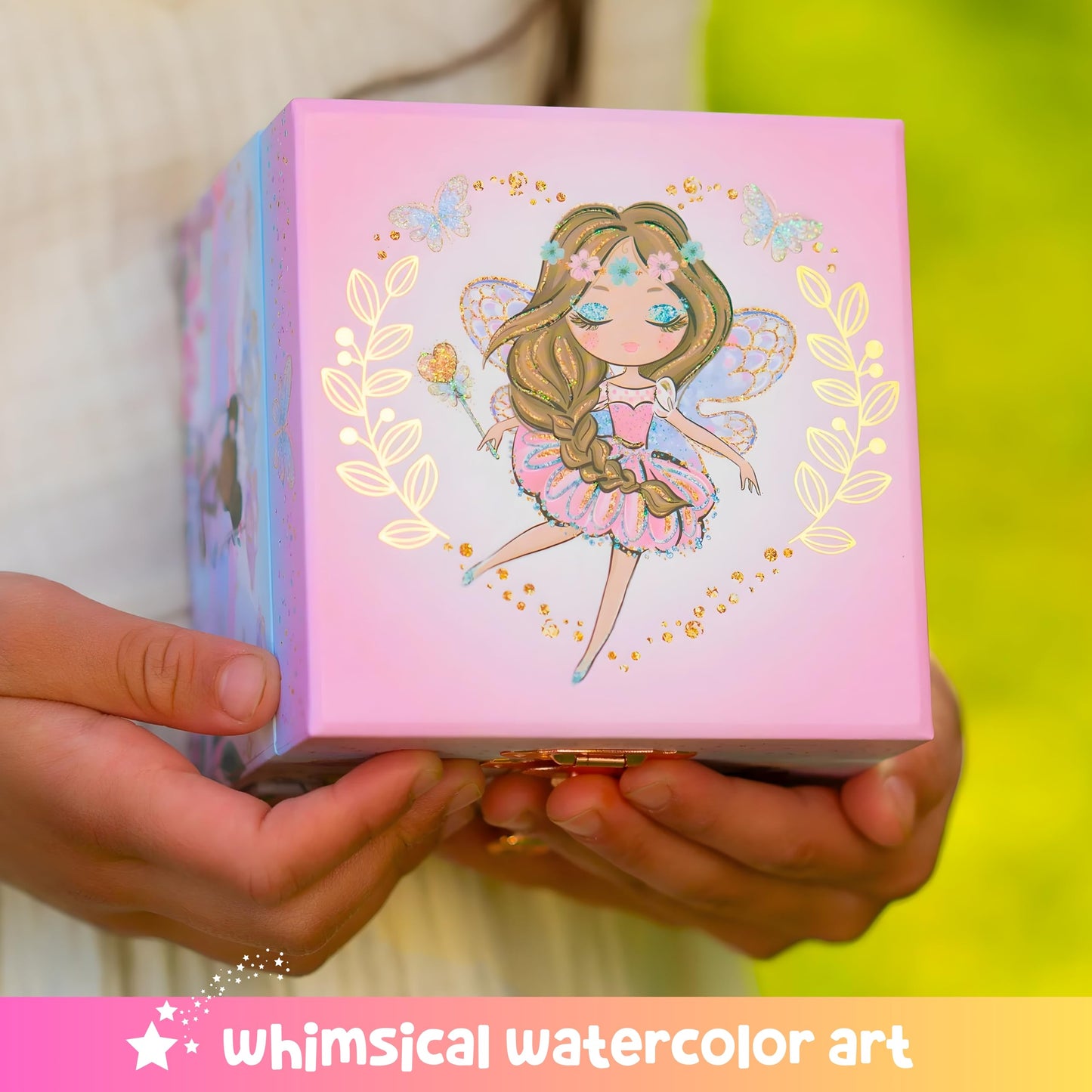 Giggle & Honey Musical Fairy Jewelry Box for Girls - Kids Music Box with Spinning Fairy and Mirror, Princess Gifts for Little Girls, Jewelry Boxes, Childrens Birthday Gift - Ages 3-10, Pink