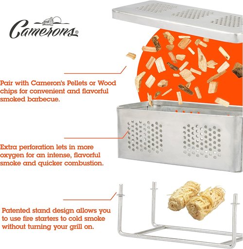 Camerons The Flip Professional Smoker Box - Patented BBQ Grill Smoke Box for Gas/Charcoal Grills | Infuse Smoky Flavor