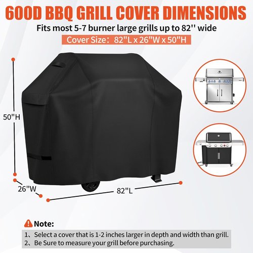 iCOVER BBQ Grill Cover - 82 Inch Heavy Duty Waterproof & UV Resistant | Fits Weber, Char-Broil, Nexgrill