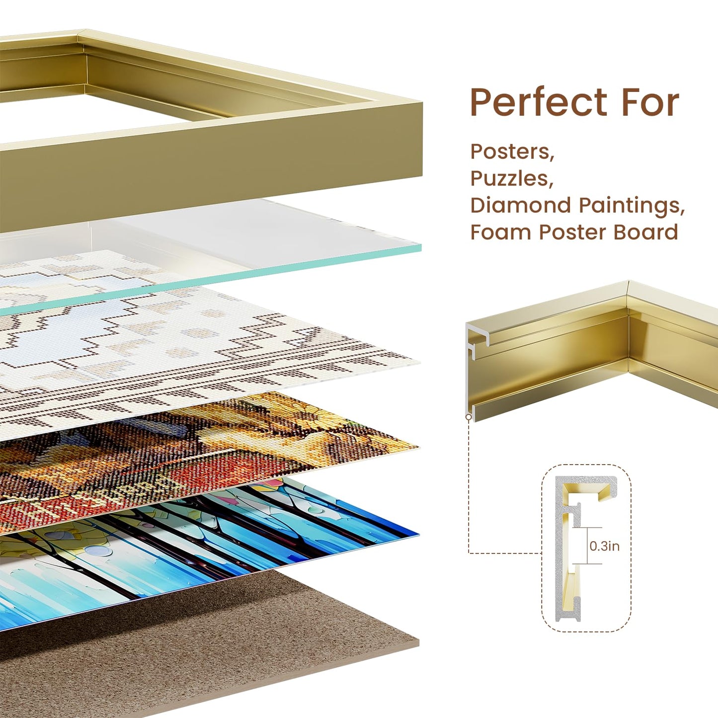 Heimlove 18x26 Aluminum Picture Frame, Metal Picture Frame Wall Mounting Horizontally or Vertically, Photo frame with Tempered Glass - Poster Frame Simple and Elegant Decor for Wall - 1 Pack - Gold