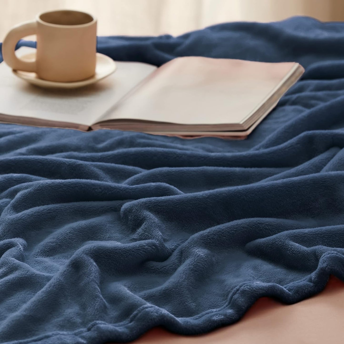Bedsure GentleSoft Fleece Blanket - Twin Size 300GSM Plush Cozy Warm Blanket in Mineral Blue | 60x80 Inches