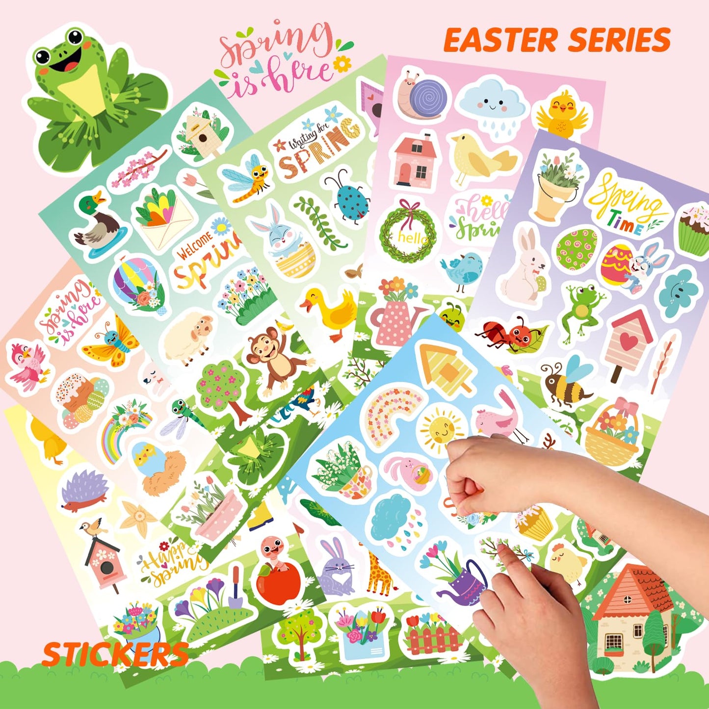 24 Sheets Spring Stickers for Kids, 366 PCS Spring Flowers Stickers for Cards Envelopes Butterfly Bug Animal Nature Sticker School Classroom Teachers Rewards Party Favors