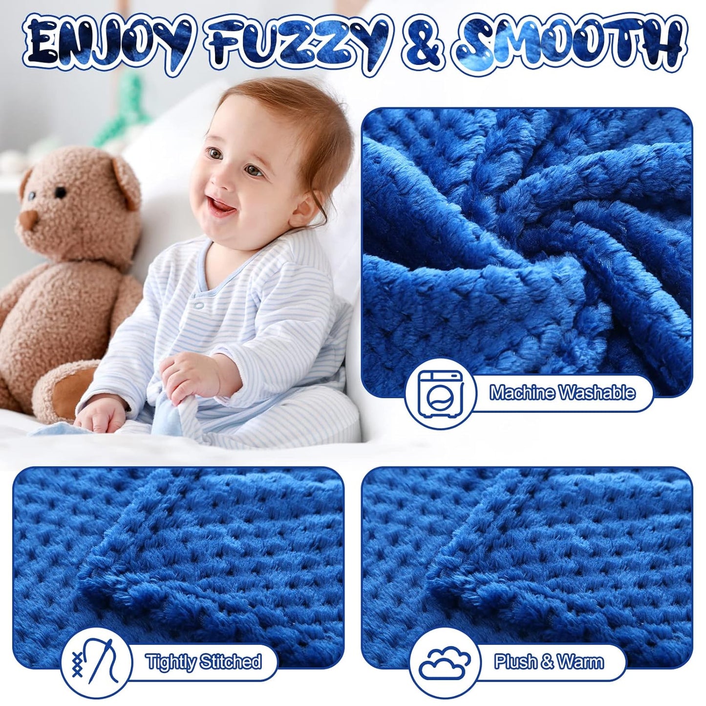 Peryiter Baby Fuzzy Blankets - Soft 30 x 40 Inch Toddler Throw Blankets for Crib & Stroller | Warm Infant Nursery Supplies