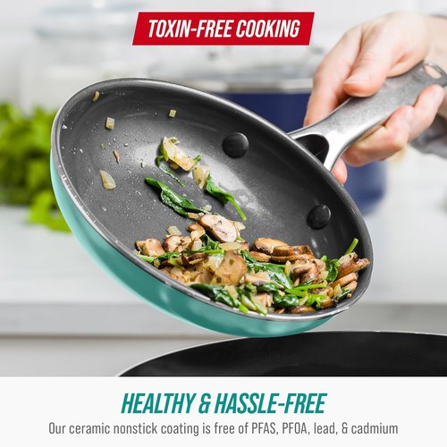 Blue Diamond 8" Nonstick Frying Pan - Diamond Infused Ceramic, PFAS-Free, Dishwasher Safe, Turquoise