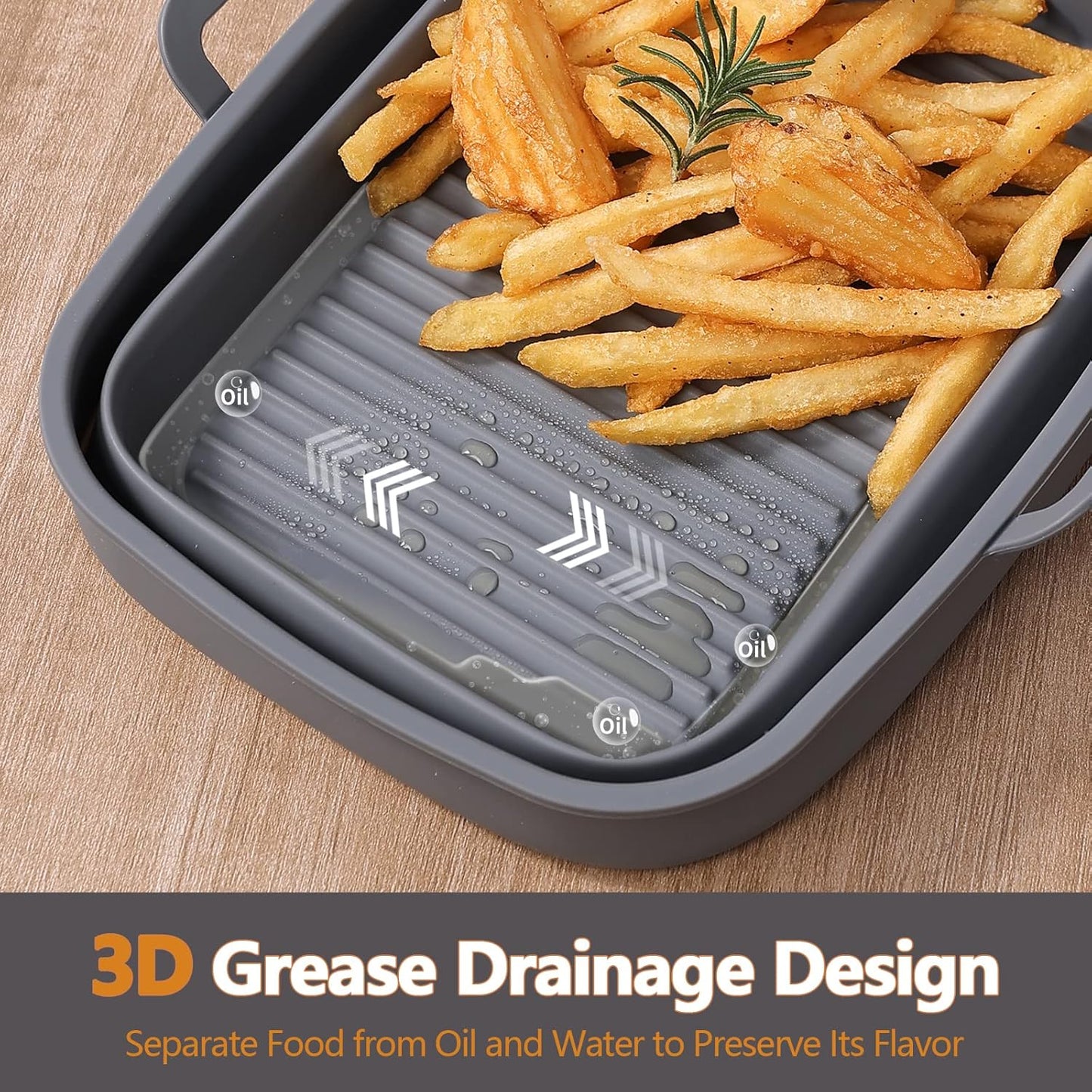 NINJA Air Fryer Silicone Liners - Collapsible 2-Pack for 8QT & 10QT | Reusable Gray Basket Pots