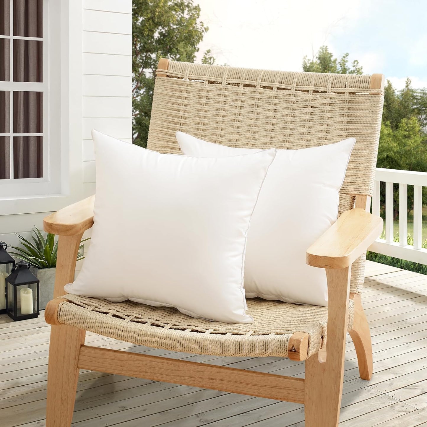 Oubonun 20x20 Waterproof Outdoor Pillow Inserts - Pack of 2 Decorative Throw Pillows for Couch & Patio - White