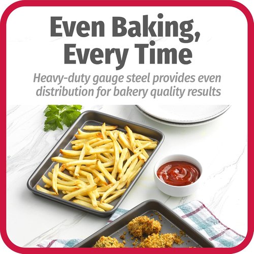 GoodCook Nonstick Steel Toaster Oven Baking Sheets - Set of 2, 9" x 6", Gray with Racks