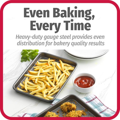 GoodCook Set of 2 Nonstick Steel 9" x 6" Toaster Oven Mini Baking Sheets with Racks, Gray