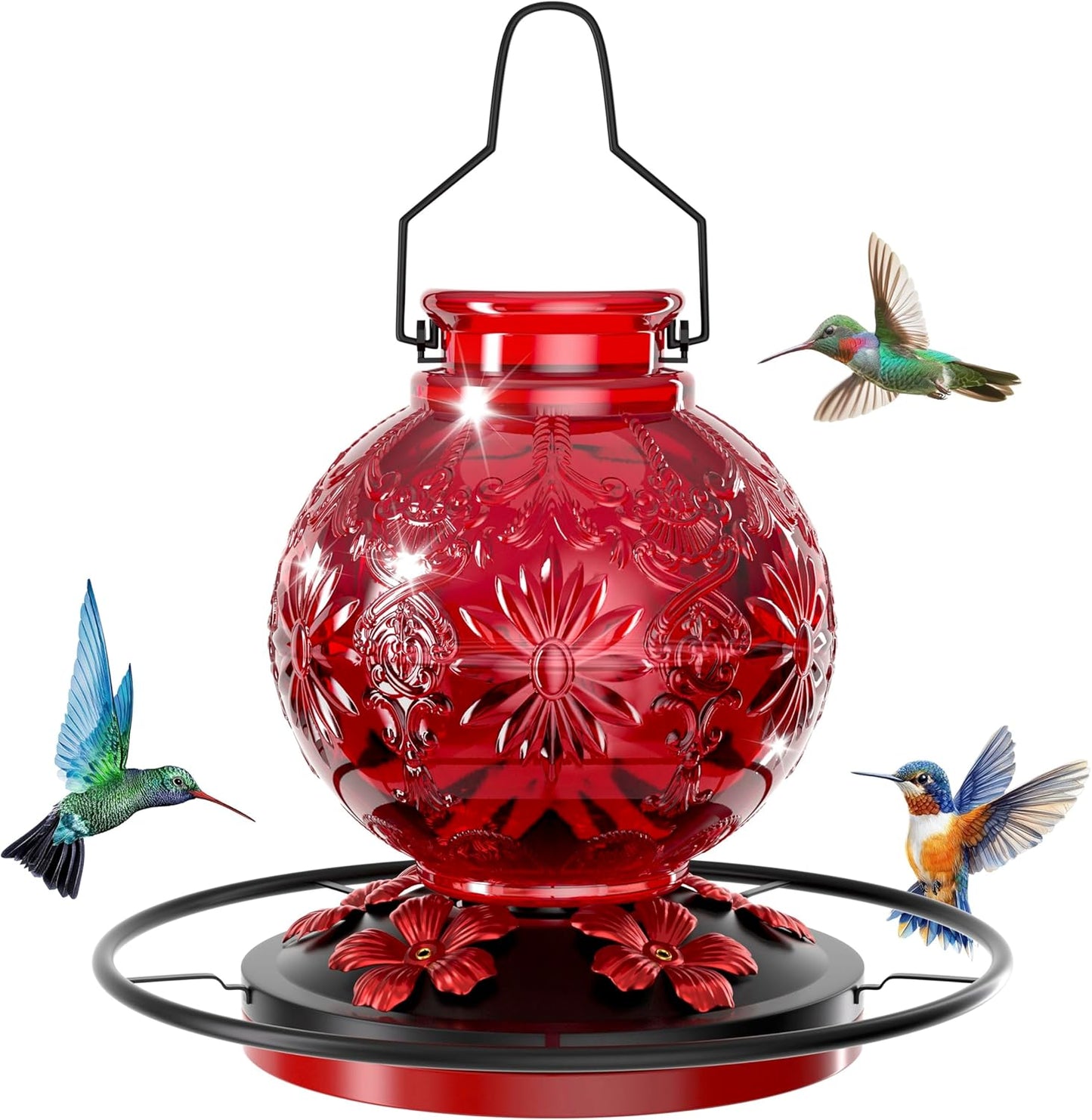Skiennix Glass Hummingbird Feeder - 25Oz Large, Leak-Proof & Durable Outdoor Decor | Perfect Gift for Moms