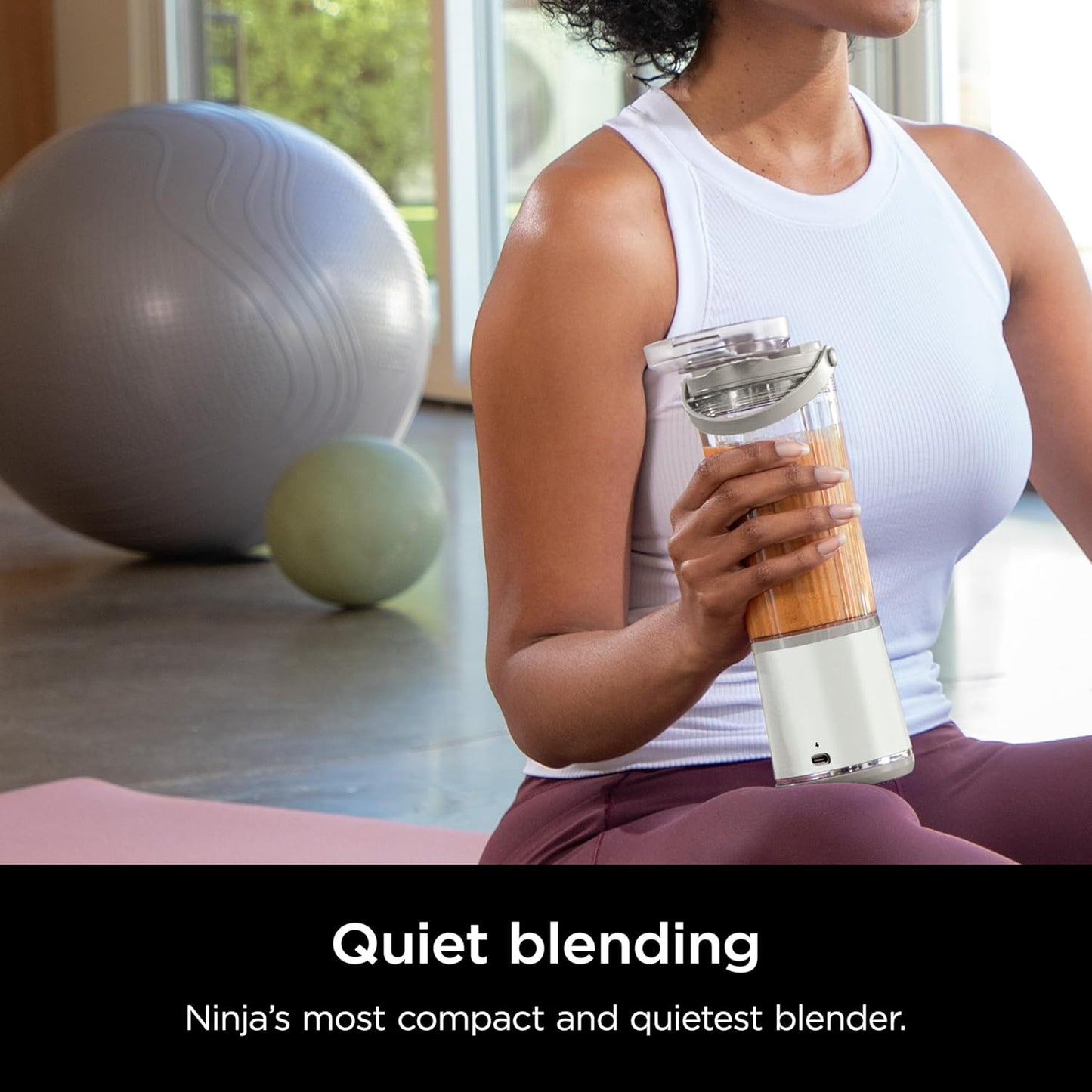 Ninja BC155PS Portable Blender - Cordless Personal Blender for Shakes & Smoothies | 18oz, BPA-Free, Rechargeable, Peach & Stone