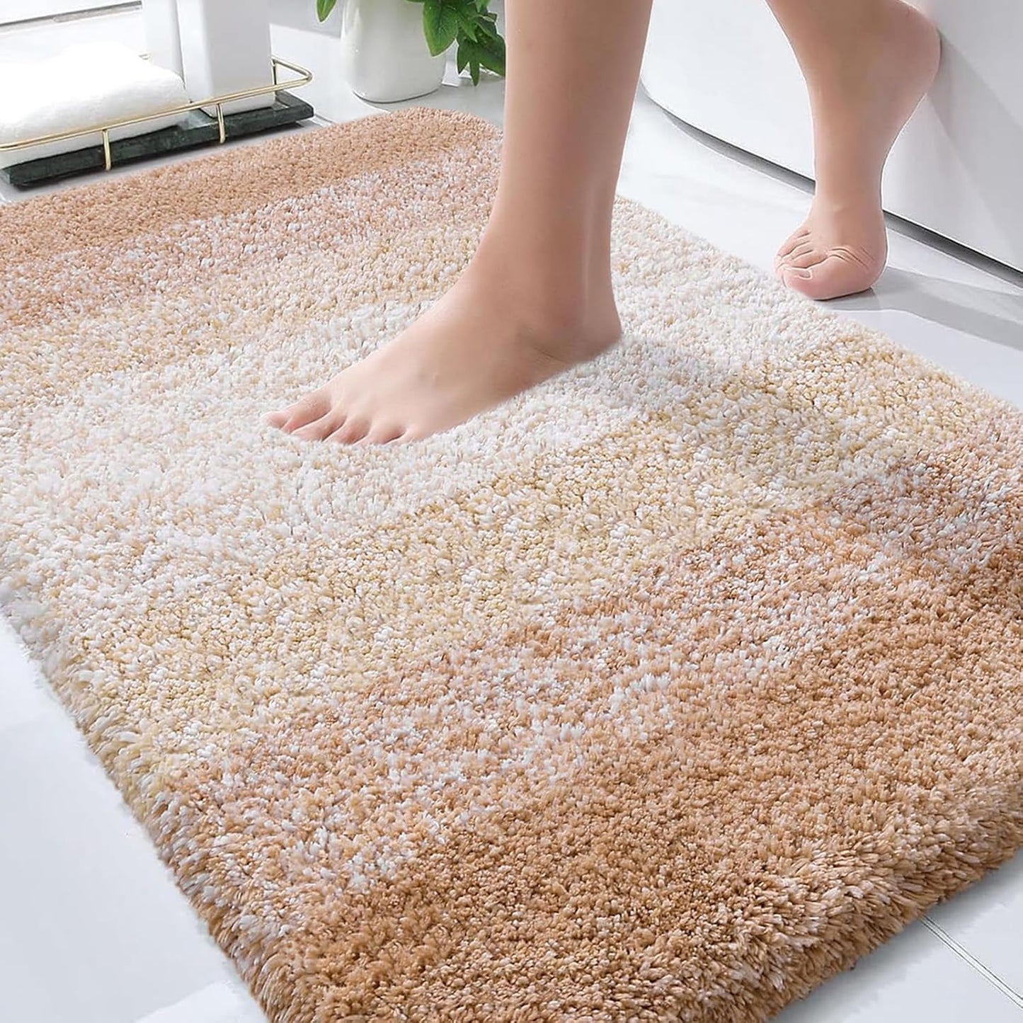 OLANLY Bathroom Rugs - Extra Soft Microfiber Mat | Quick Dry, Machine Washable, 36x24, Beige