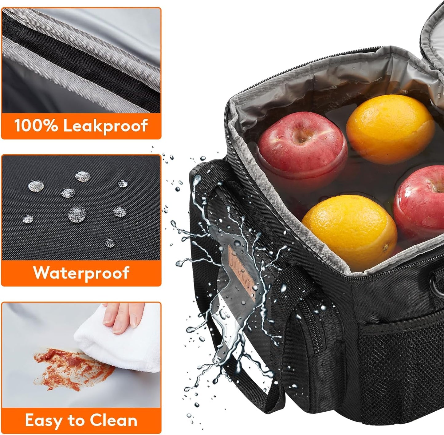 Lifewit Insulated Lunch Bag - Soft Cooler Tote for Adults | Black 12-Can Capacity (9L)