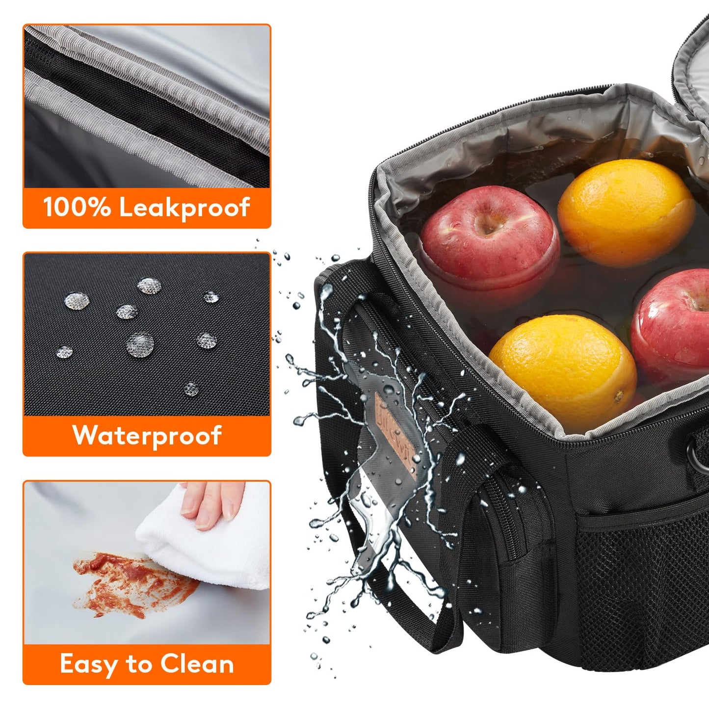 Lifewit Medium Lunch Bag, Insulated Lunch Box, Soft Cooler Cooling Tote for Adult Men Women, Black and Green 12-Can (9L)