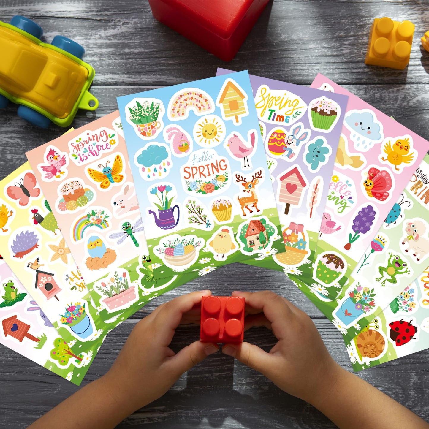 24 Sheets Spring Stickers for Kids, 366 PCS Spring Flowers Stickers for Cards Envelopes Butterfly Bug Animal Nature Sticker School Classroom Teachers Rewards Party Favors