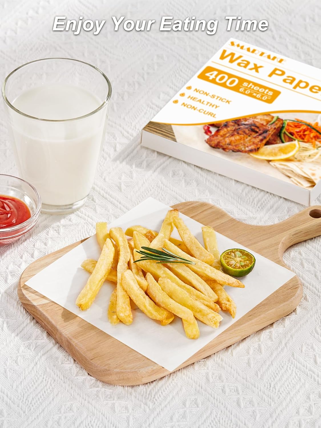 SMARTAKE Wax Paper - 400 Pcs Non-Stick Hamburger Patty & Sandwich Separators | 6 x 6 Inches, White