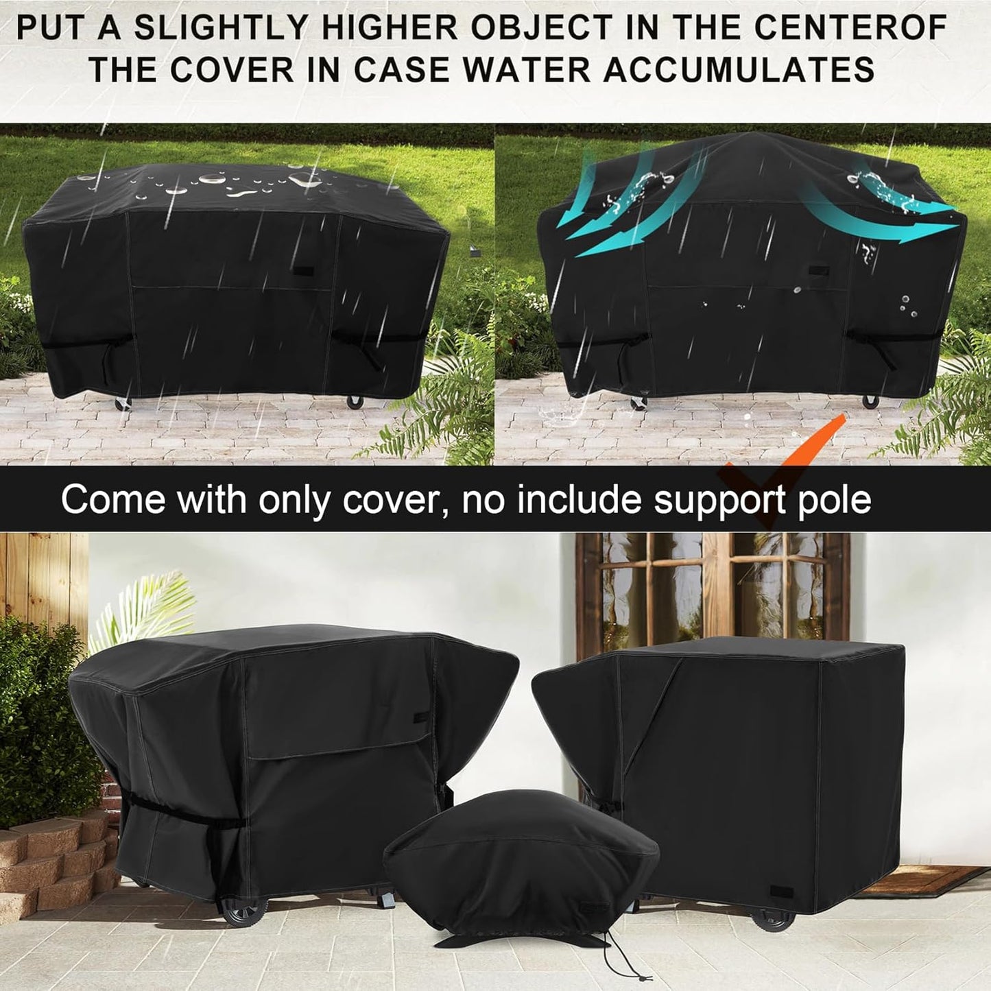 NettyPro Griddle Cover - Waterproof UV Resistant for 36-Inch Blackstone Griddle | 4 Burner Flat Top Grill, Black