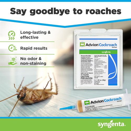 Advion Cockroach Gel Bait - Effective Roach Killer Gel for Indoor & Outdoor Use | 4 Tubes x 30g, 1 Plunger & 2 Tips