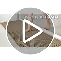 TYUU Waffle Bath Mat - Non Slip 48x24 Khaki Bathroom Rug, Quick Dry