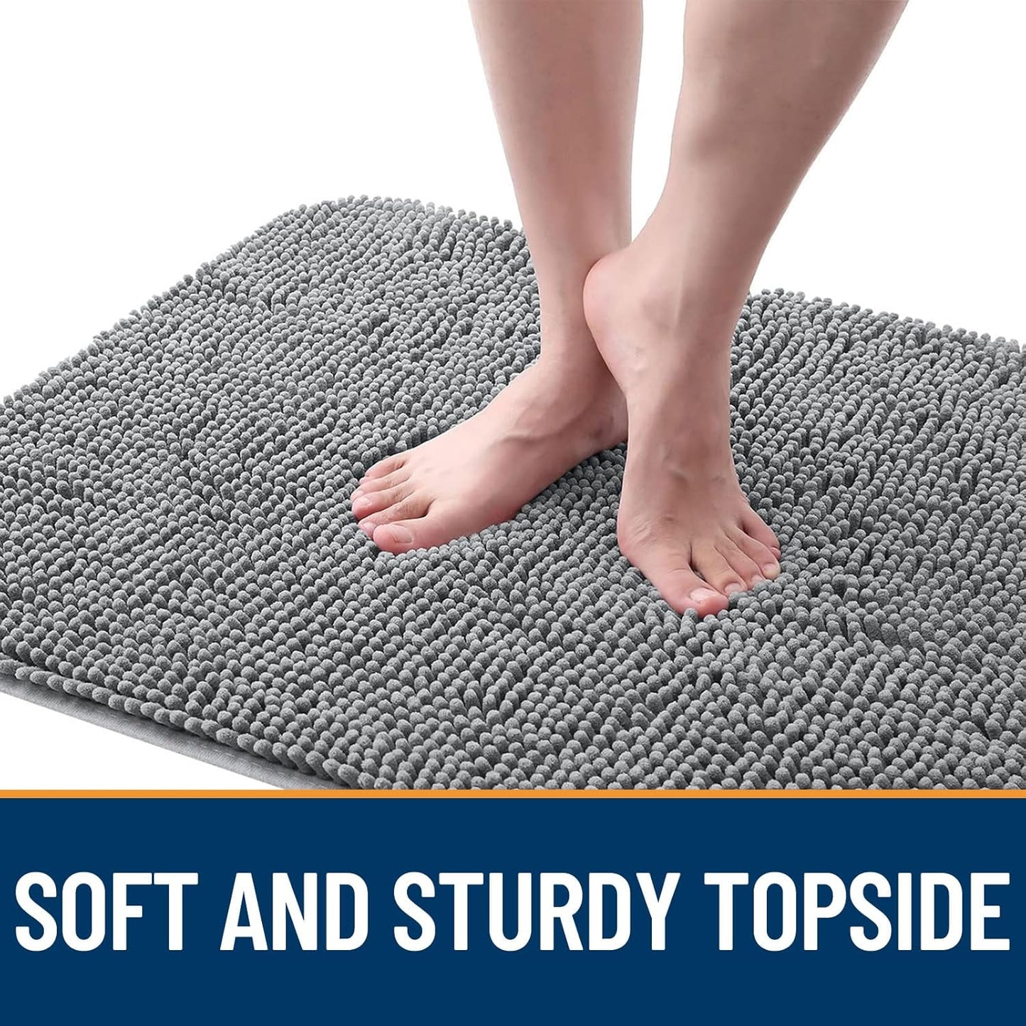 OLANLY Dog Door Mat - Absorbent Non-Slip Chenille Mat for Muddy Paws | 30x20 Inches, Grey