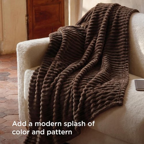 Bedsure GentleSoft Fleece Blanket - Cozy Dark Chocolate Throw for Couch, 50x70 Inches