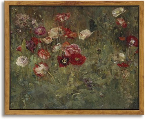 InSimSea Framed Wall Art - Floral Scenic Oil Painting Canvas Print for Rustic Home Decor - 8x10in/20x25cm