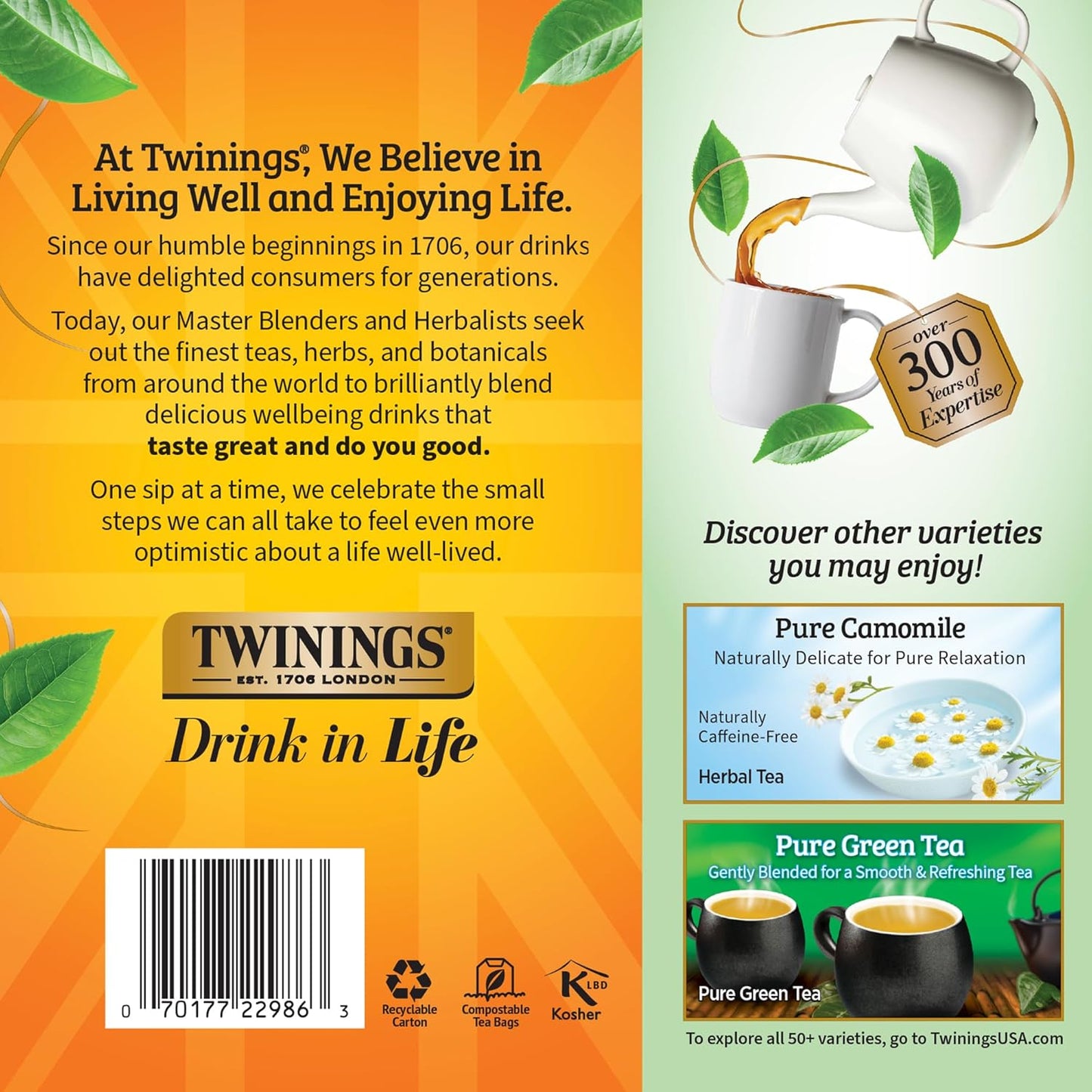 Twinings Pure Peppermint Herbal Tea - 100 Individually Wrapped Teabags | Fresh Minty Flavor, Caffeine-Free