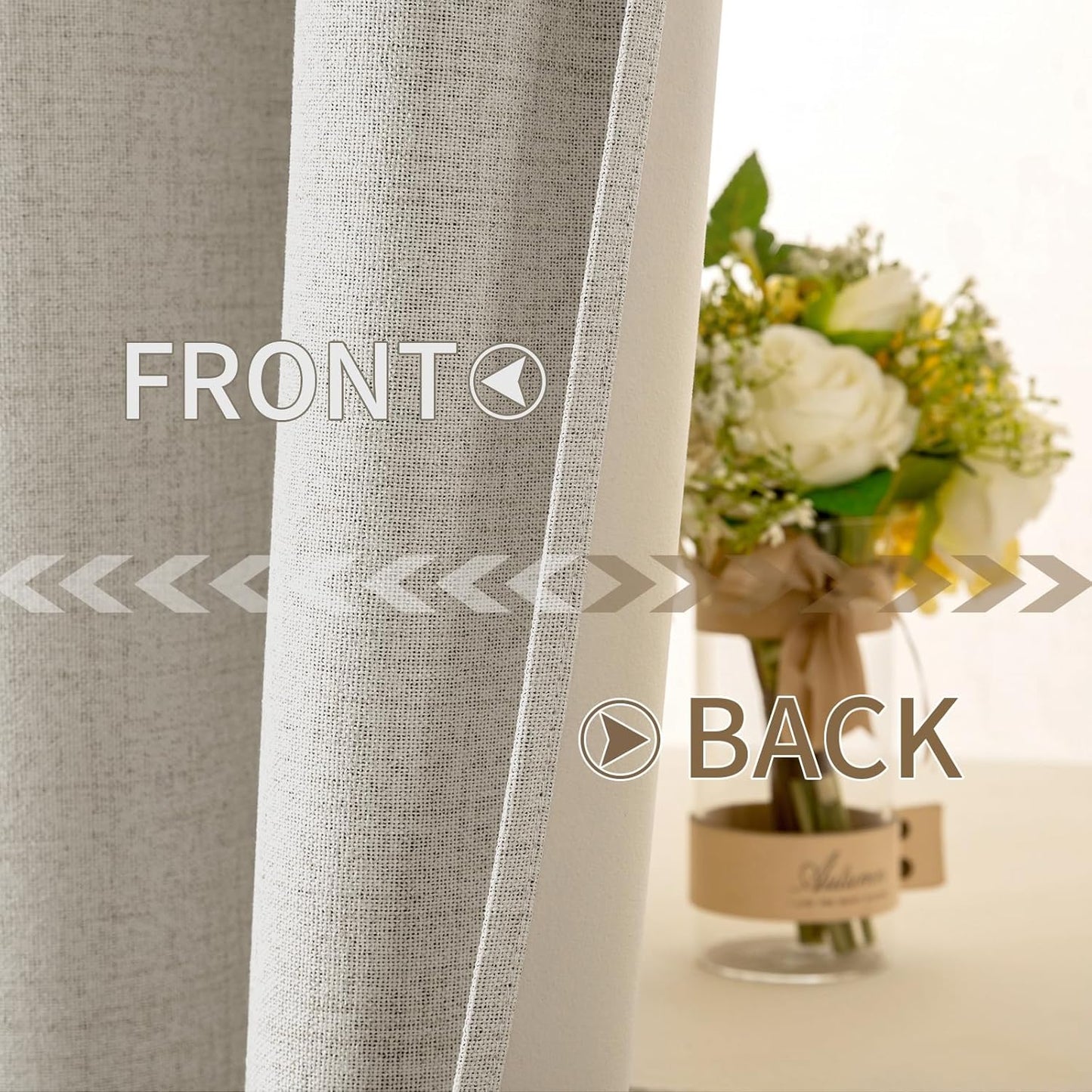 MIULEE 100% Blackout Linen Curtains - Thermal Insulated Cobblestone Drapes | 52 x 84 Inch (2 Panels)