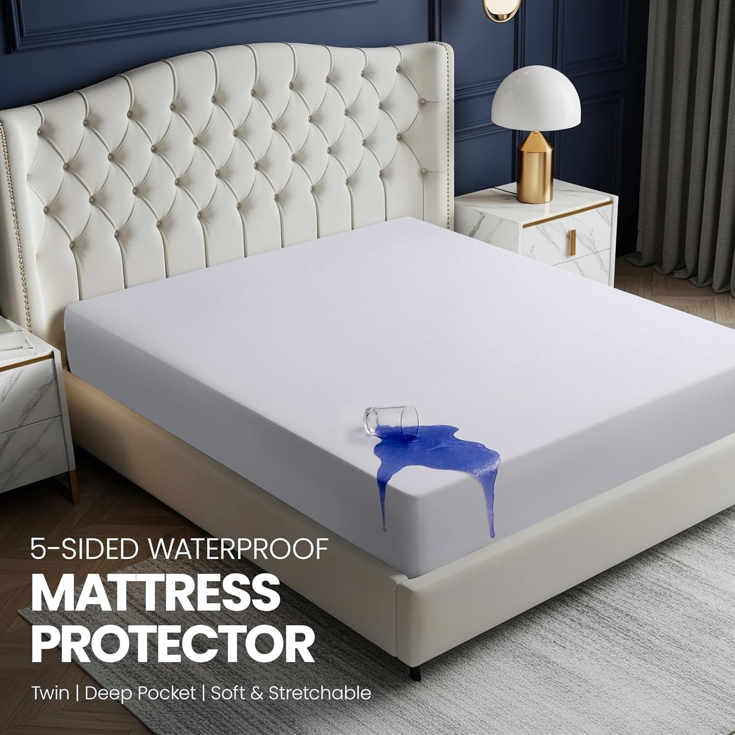 Utopia Bedding Waterproof Mattress Protector - Premium Breathable Twin Size Cover | Fitted Style, White