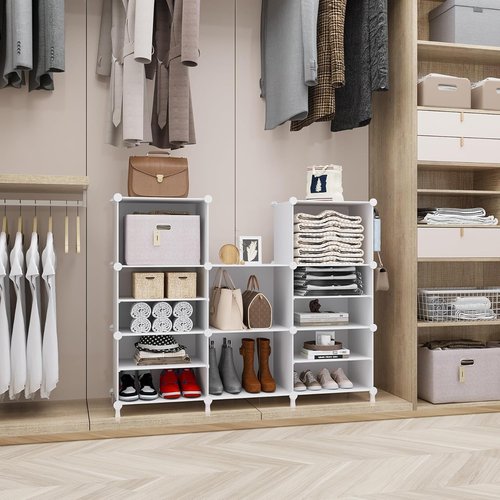 AWTATOS Closet Organizer - 8 Cube Storage Shelves for Clothes | Stackable Cubby Shelving in White