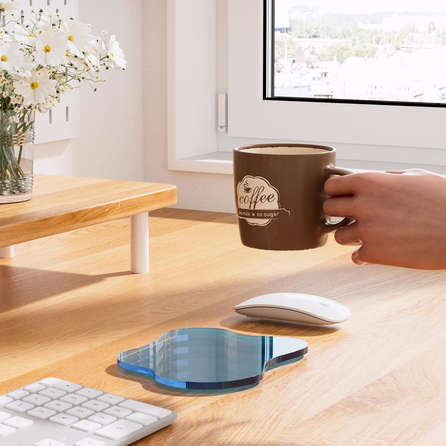 Leadiy Acrylic Coaster for Desk, Clear Bar Drink Coaster, Clear Cloud Shape Coffee Cup Coaster, Perfect for Tabletop Protection and Accessories Display.