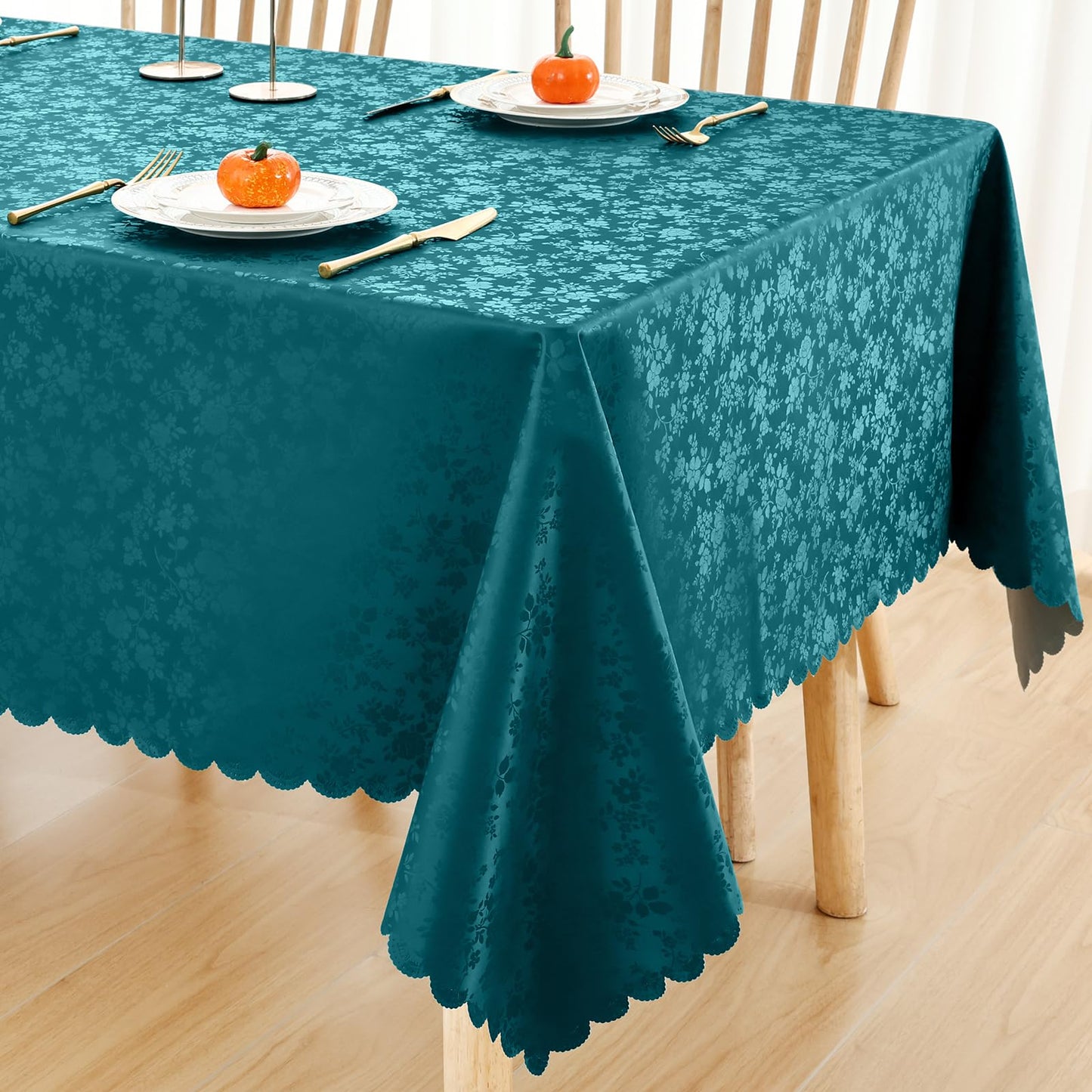 Smiry Square Table Cloth, Waterproof Heavy Duty Vinyl Tablecloths, Wipeable Washable Table Cover for Kitchen and Dining Room (Emerald Green, 70" x 70")
