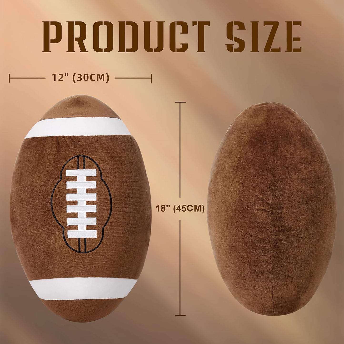 OurHonor Football Plush - 18" Soft Fluffy 3D Stuffed Football Pillow | Cute Indoor Outdoor Toy Gift