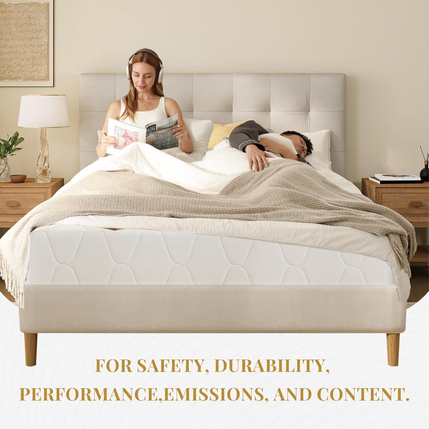 Skiennix 6 Inch Memory Foam Mattress - Medium Firm Support, Pressure Relief, Fiberglass Free, CertiPUR-US Certified