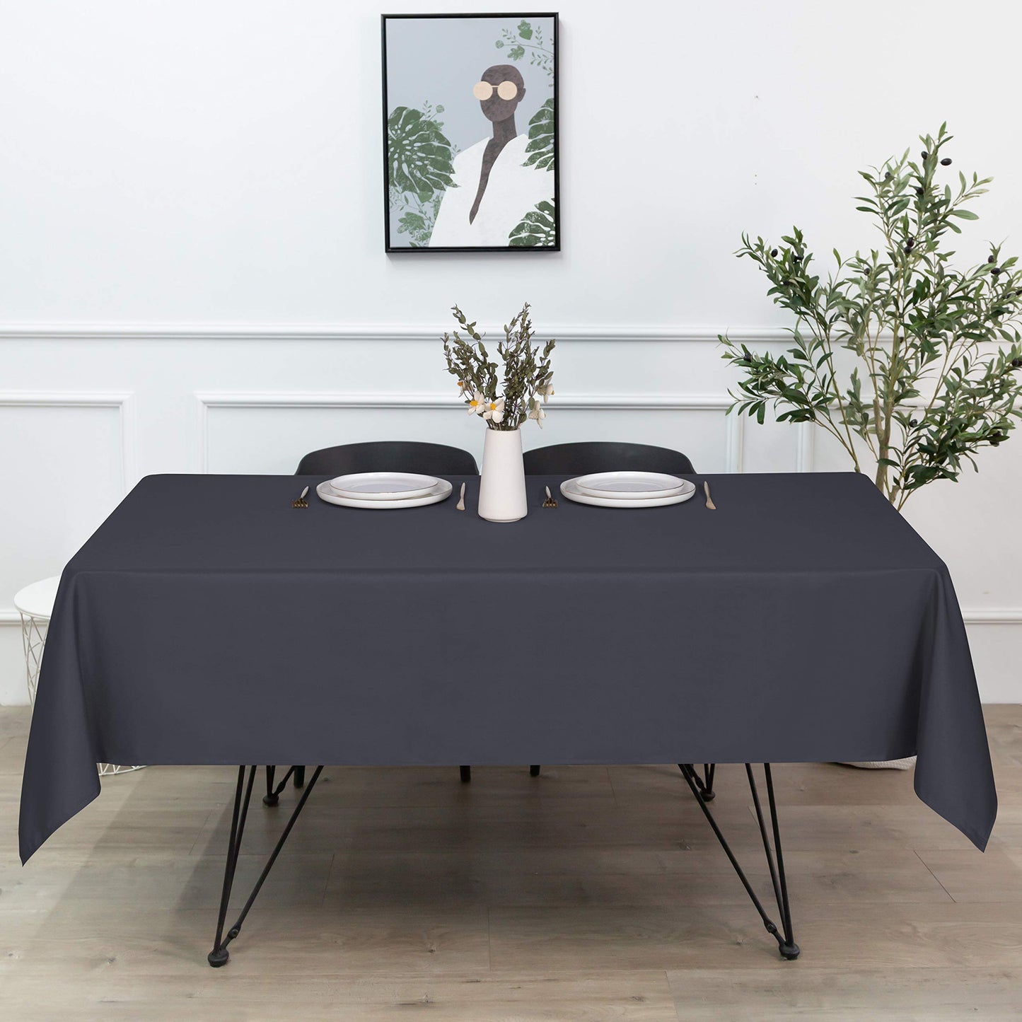 sancua Rectangle Tablecloth - 90 x 156 Inch - Water Resistant Spill Proof Washable Polyester Table Cloth, Decorative Fabric Table Cover for Dining Tables, Buffet Parties and Camping, Grey