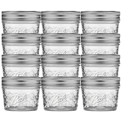Ball Mason 4oz Quilted Jelly Jars with Lids and Bands, Set of 12