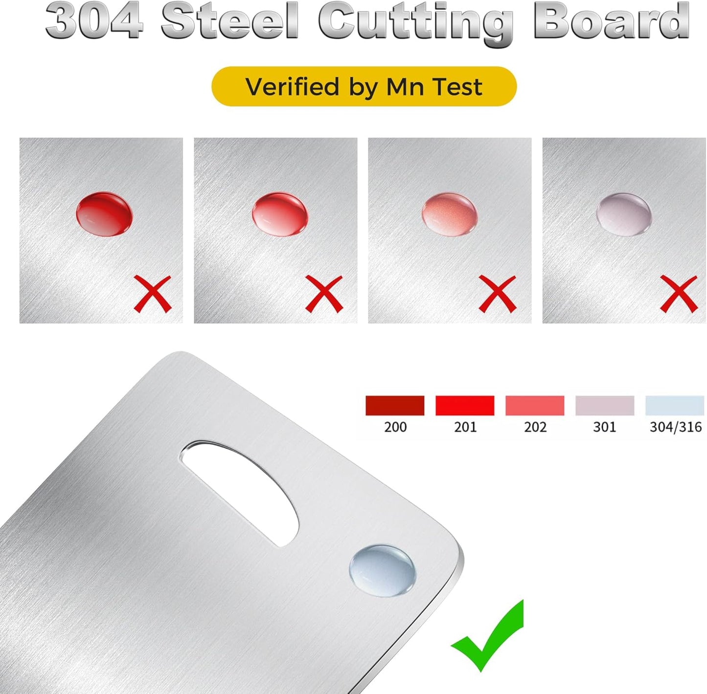 URMONA 3 PCS Stainless Steel Cutting Board Set - Non-Staining, Odor-Free & Dishwasher Safe (S, M, L)