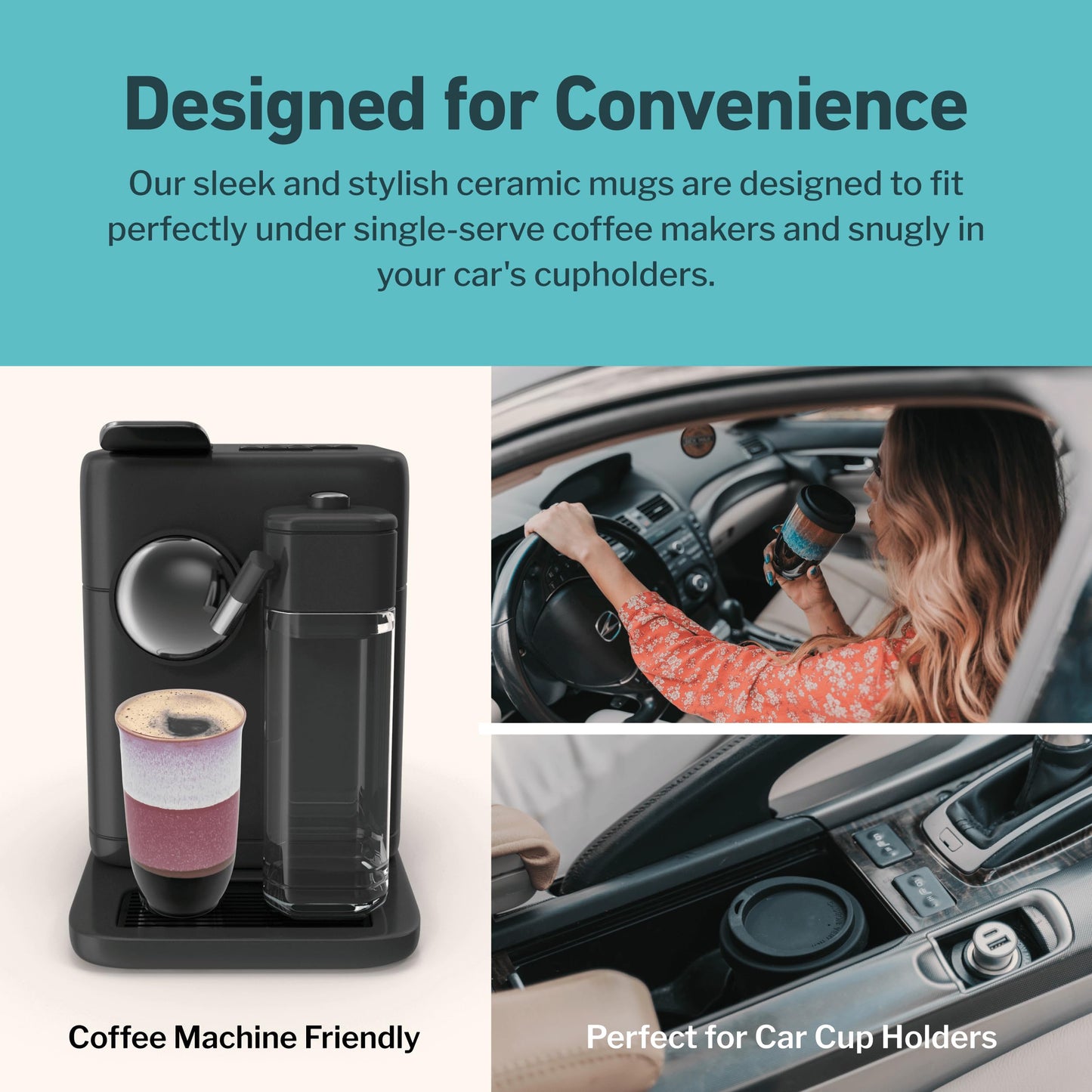 NOVA CERAMICS Coffee Travel Mug – Reusable Coffee Cup – Microwave & Dishwasher Safe Coffee Green Tumbler - Gifts For Women Men Him Her – 16oz – Eclipse