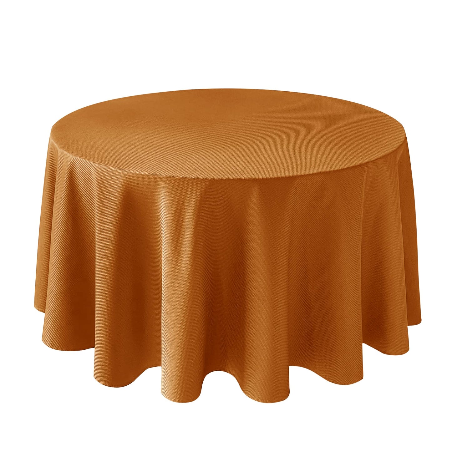 Biscaynebay Fall Tablecloth Textured Fabric Round Tablecloths 90", Bronze Thanksgiving Autumn Harvest Water Resistant Fabric Tablecloths for Kitchen, Dining, Wedding, Parties Machine Washable