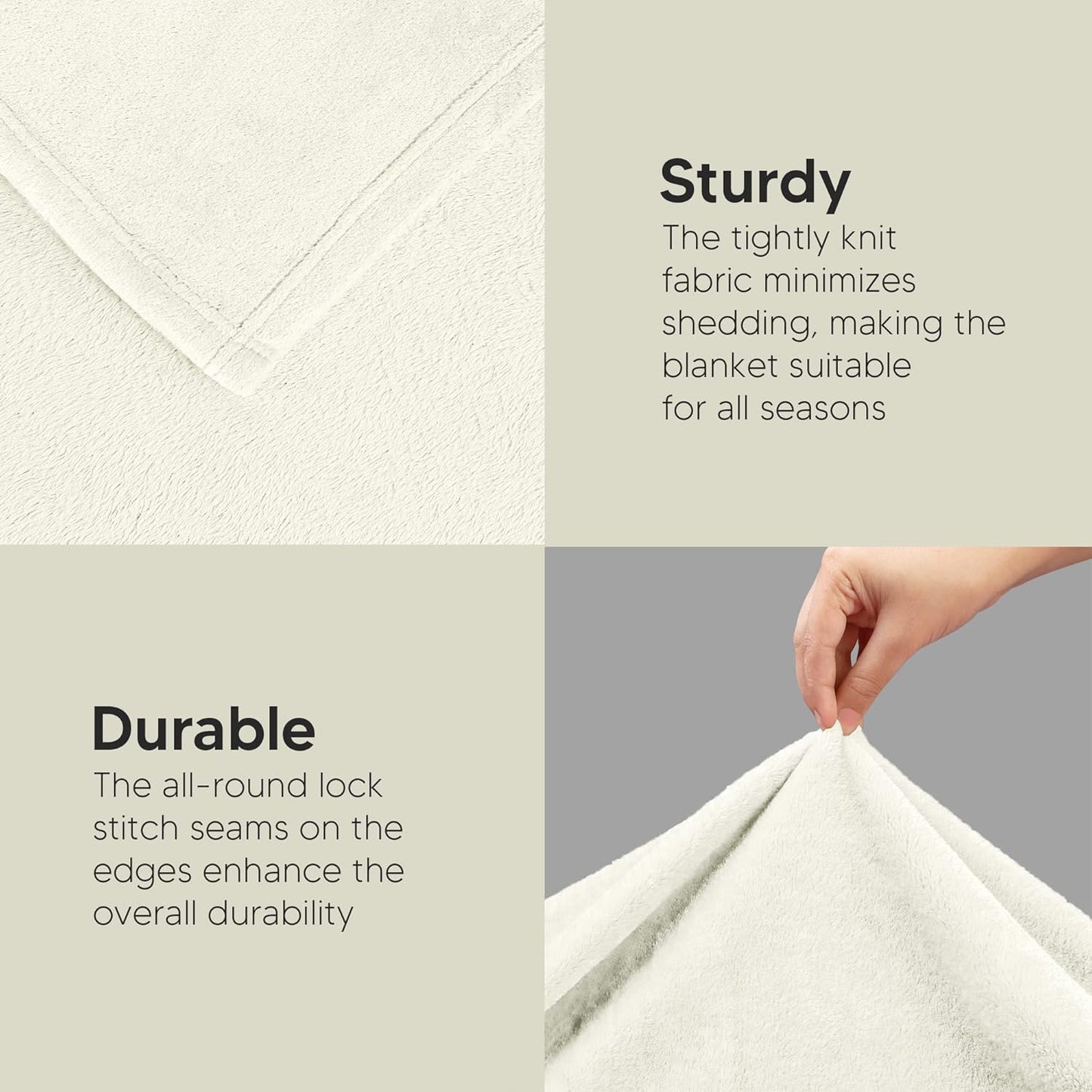 Utopia Bedding Fleece Blanket - King Size Ivory 300GSM Luxury Soft Microfiber (90x102 Inch)