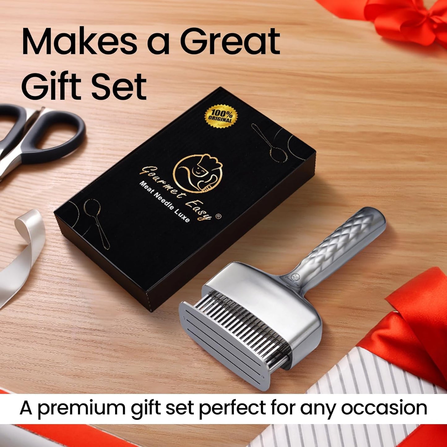 Meat Tenderizer Tool - Skiennix Stainless Steel Blade with Extra Long Handle | Rustproof One-Piece Design