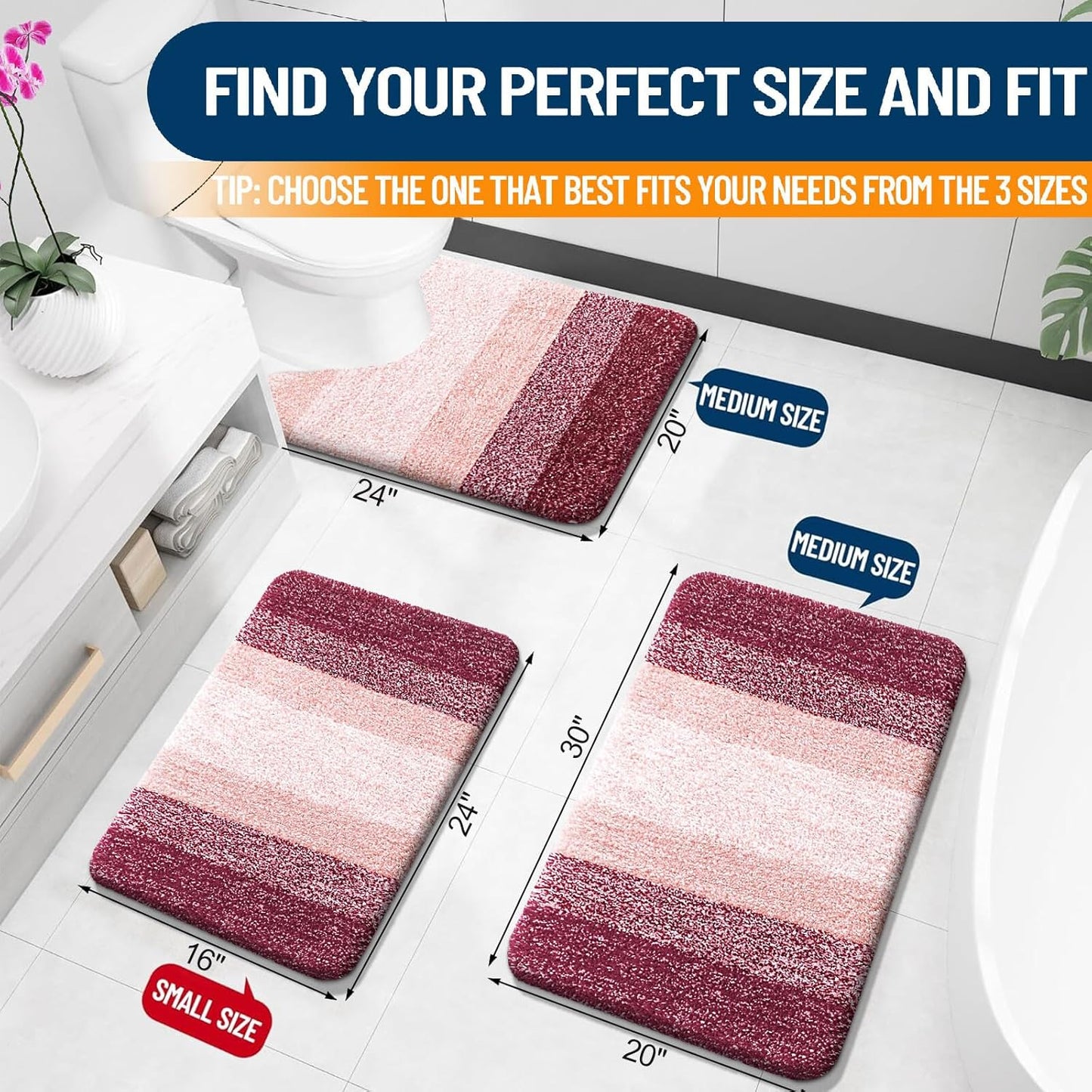 OLANLY Bathroom Rugs - Extra Soft Microfiber Mat with Rubber Backing | Quick Dry, Machine Washable, 30x20, Red