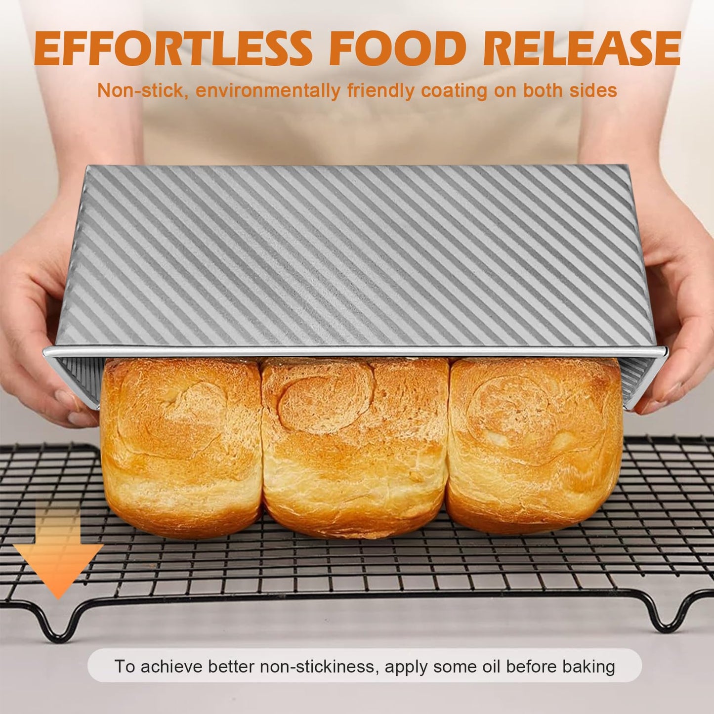 Dipanist 2.2lb Pullman Loaf Pan with Lid, Nonstick Carbon Steel Square Bread Pan for Baking Shokupan, Sandwich, Pain de Mie & Sourdough – Includes 6 Bonus Tools