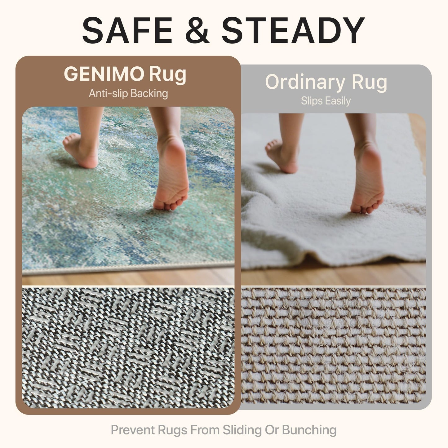 GENIMO 8x10 Area Rugs for Living Room, Machine Washable Rug Non Slip, Low Pile Ultra-Thin Lightweight Large Carpet, Abstract Modern Rugs for Bedroom, Dining Room, Office, Nursery, Brown/Grey