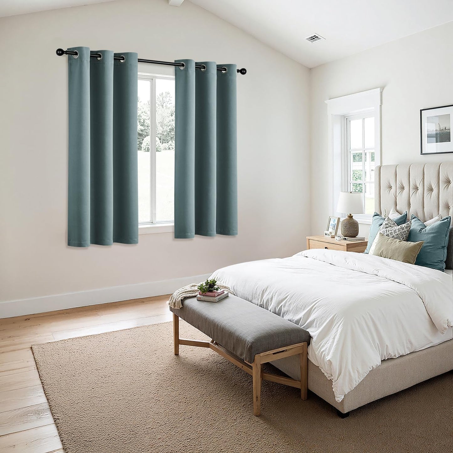 MIULEE Dusty Blue Blackout Curtains - Thermal Insulated Room Darkening Drapes | 40 x 45 Inches, 2 Panels